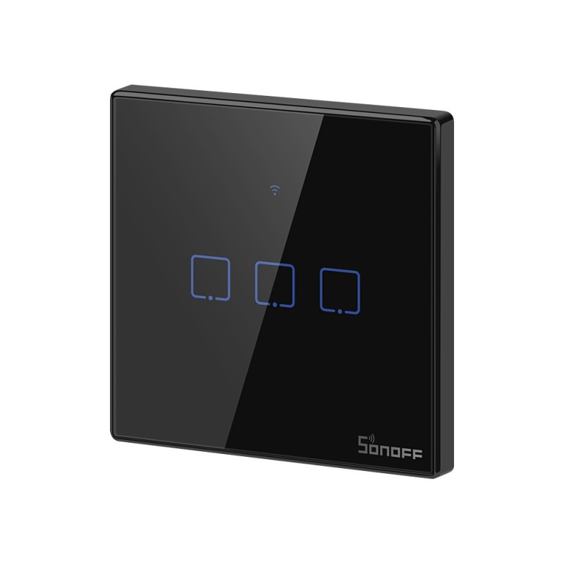 Sonoff TX T3 EU 3C 3-gang smart WiFi + RF wall touch light switch (black)