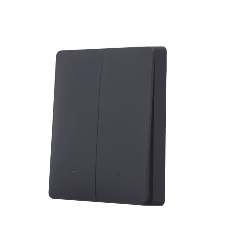 SmartWise wall switch front panel, black, 2-button