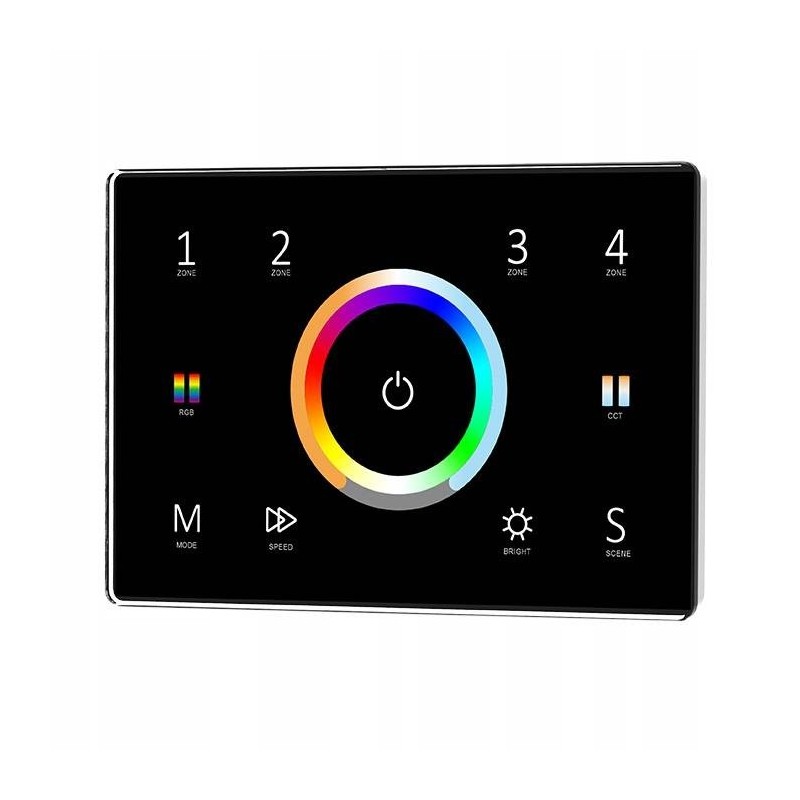 Tālvadības pults RGB+CCT kontrollerim 4 Zones Panel 230V Black SD Series