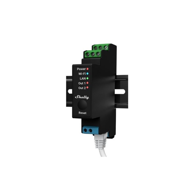 Shelly PRO 2PM WiFi + Ethernet 2-клавишный интеллектуальный релейный переключатель с измерителем мощности и режимом рольставни