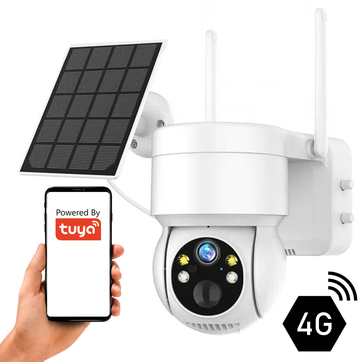 Уличная камера перезаряжаемая поворотная IP66 USB-C + панель 5 Вт 4G LTE TUYA