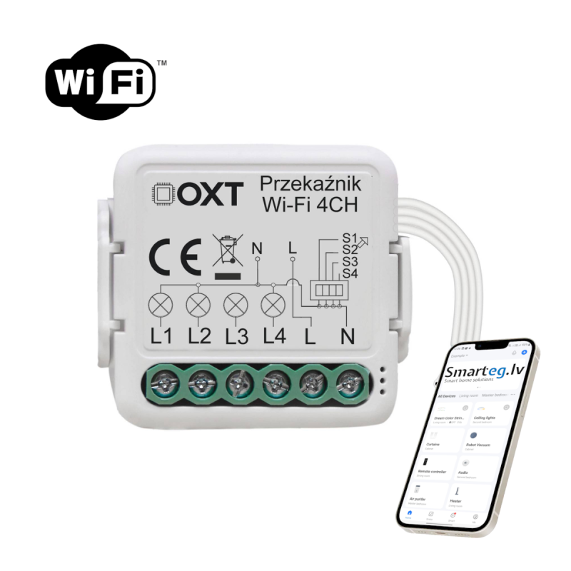 Мини-реле Wi-Fi с 4 кнопками