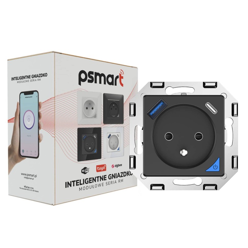 PSMART USB measurement socket black RM WiFi TUYA