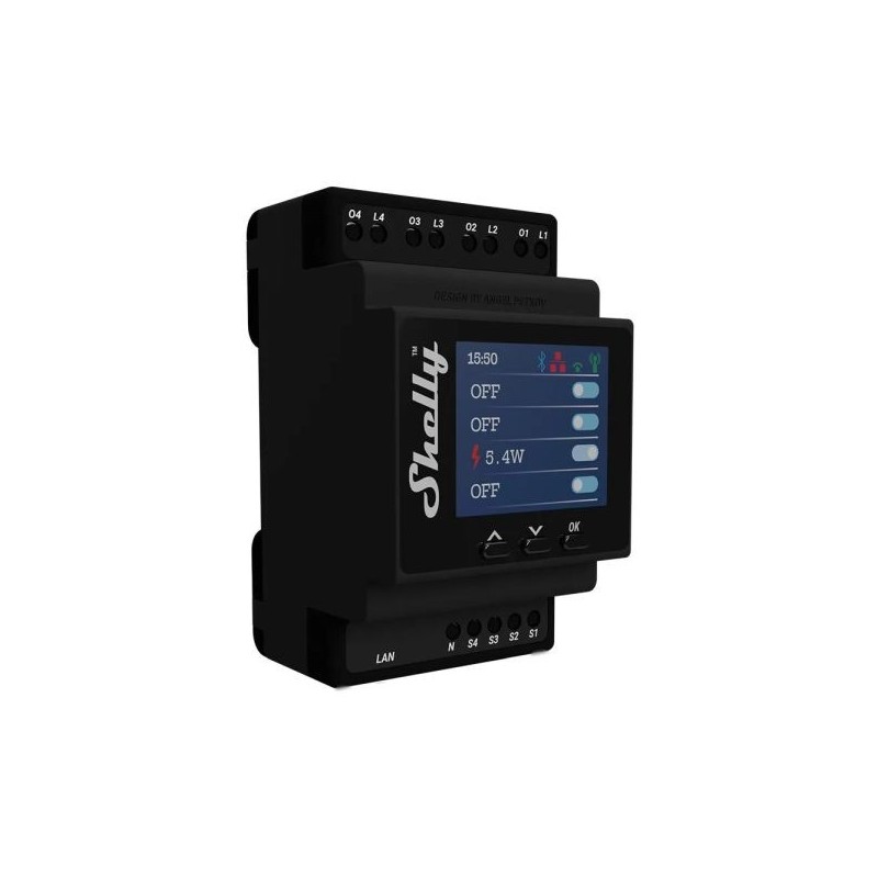 Shelly PRO 4PM WiFi + Ethernet 4-клавишный интеллектуальный релейный переключатель с измерителем мощности