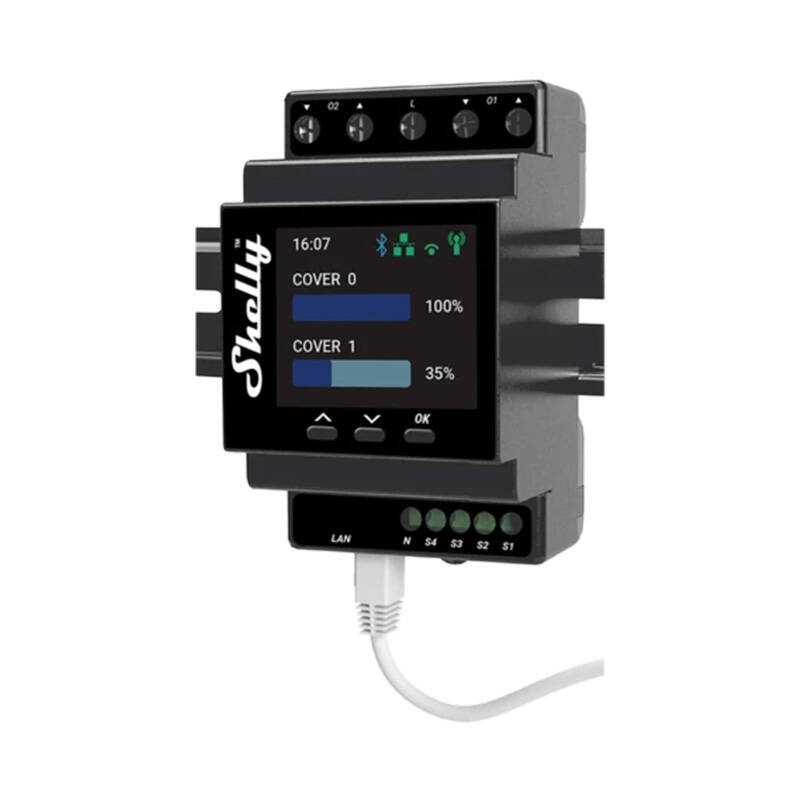DIN Rail Smart Controller Pro Dual Cover PM ar jaudas mērīšanu Shelly