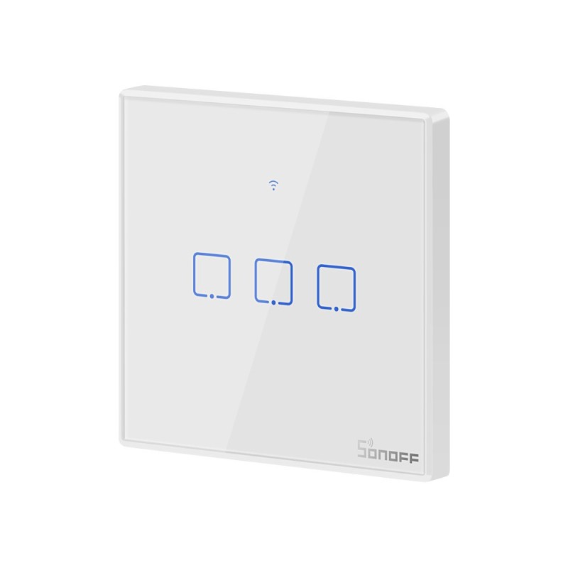 Sonoff TX T2 EU 3C 3-gang smart WiFi + RF wall touch light switch (white, with frame)