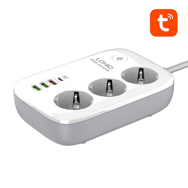 Smart Wi-Fi power strip SEW3452, Tuya (white) LDNIO