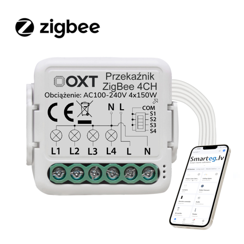 Мини-реле Zigbee с 4 кнопками