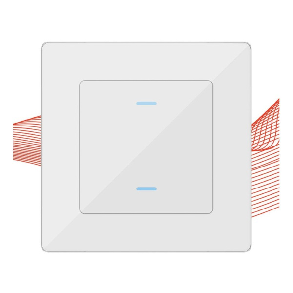 2 pogas Balta stikla sienas slēdzis Zigbee