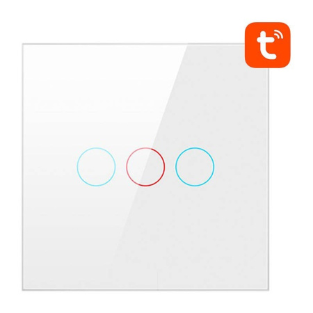 Viedais gaismas slēdzis ZigBee LZTS02-EU-W3, 3 virzienu, neitrāls TUYA (balts) Avatto