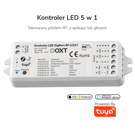 OXT Kontroler LED ZigBee + RF RGBW+CCT SD HUE TUYA