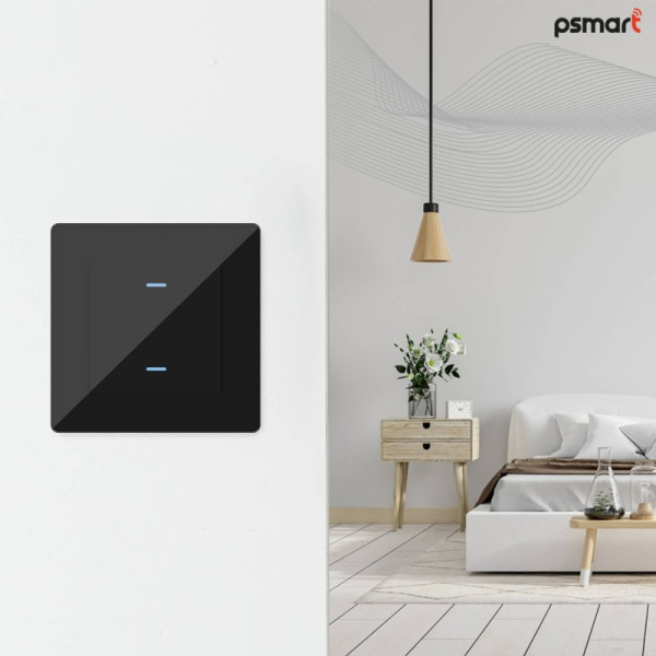 2 button glass black wall switch Zigbee