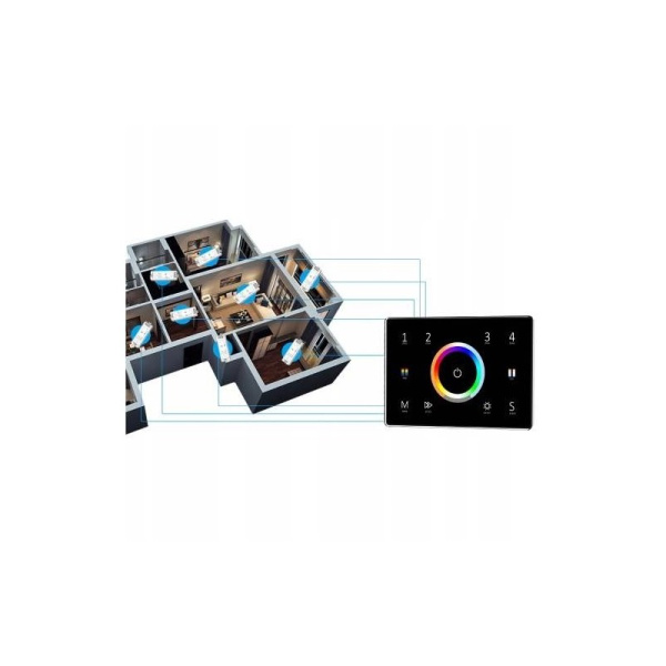 Tālvadības pults RGB+CCT kontrollerim 4 Zones Panel 230V Black SD Series