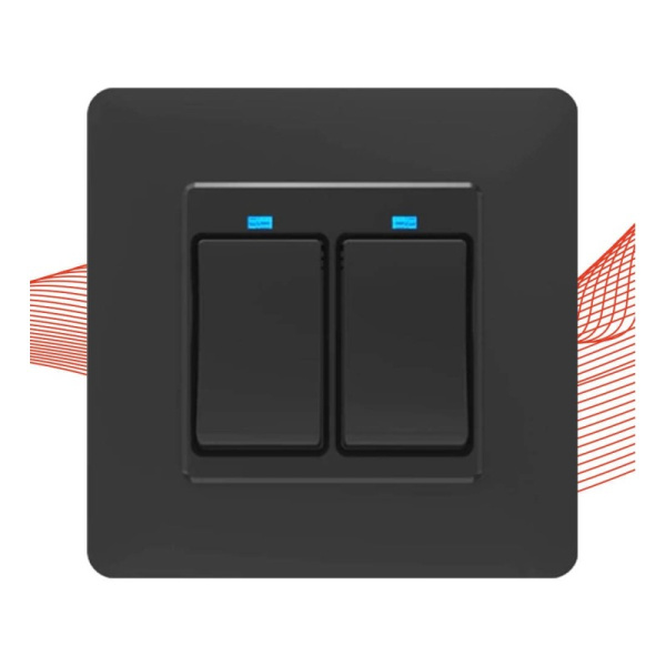 Черный 2-кнопочный механический настенный выключатель Zigbee