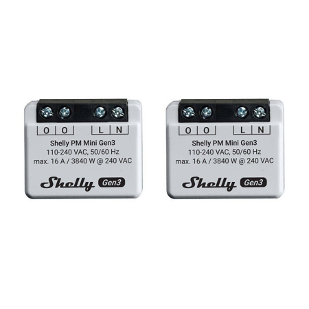 2 Shelly PM Mini Gen3 kontrolieru komplekts