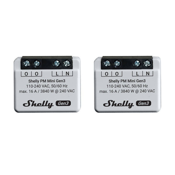 2 Shelly PM Mini Gen3 kontrolieru komplekts