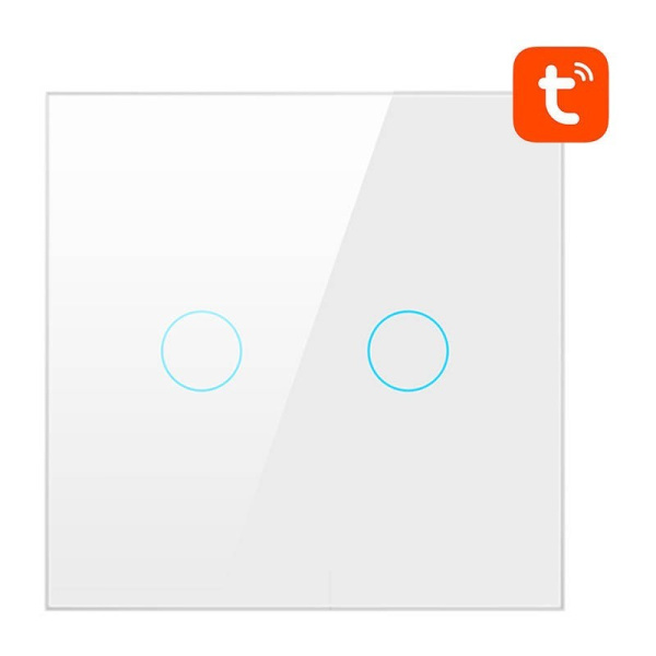 Viedais gaismas slēdzis WiFi TS02-EU-W2, 2 virzienu TUYA (balts) Avatto
