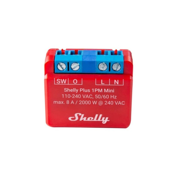 Shelly PLUS 1PM Mini R3 viena kanāla WiFi viedreleja slēdzis, ar jaudas mērītāju (8A)