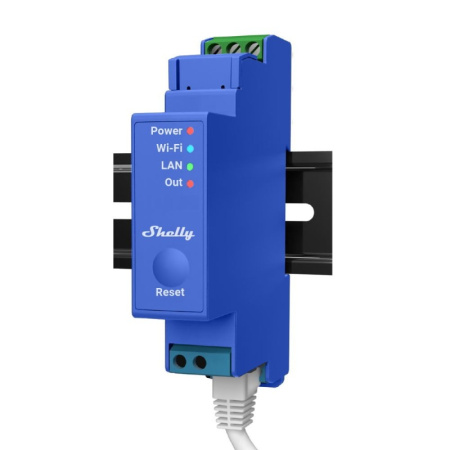 Shelly PRO 1 WiFi + Ethernet 1 grupas viedais releja slēdzis ar DIN sliedes atbalstu