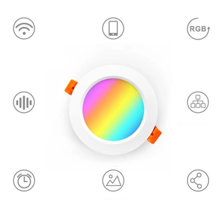 Viedā, apaļā padziļinātā lampa ar regulējamu RGBCCT 6 collu WiFi TUYA
