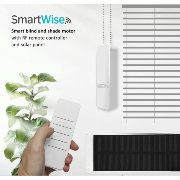 SmartWise shade / blind motor, with RF remote controller and solar panel