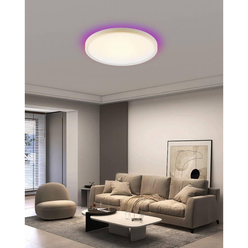 TUDO Smart griestu gaismeklis RGB fona apgaismojums 40cm 50W Tuya WiFi Bāka balta
