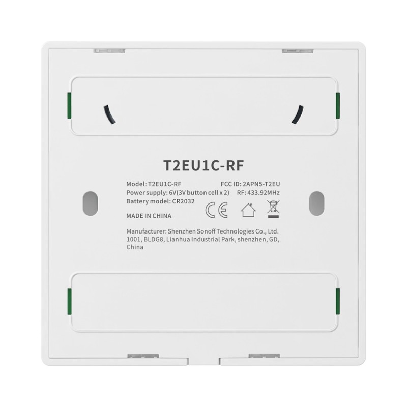 SONOFF T2 EU 3C RF (86 tips) RF 433MHz bezvadu sienas panelis, 3 grupas