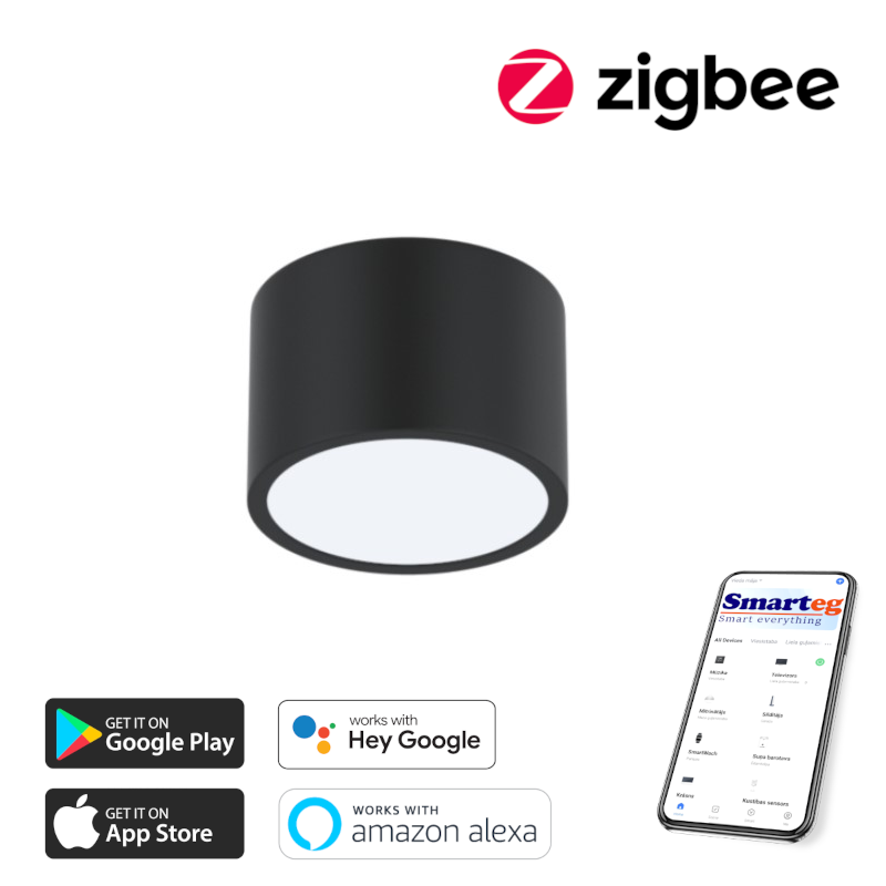 Smart celling lamp 15x15cm 12W black (Zigbee)