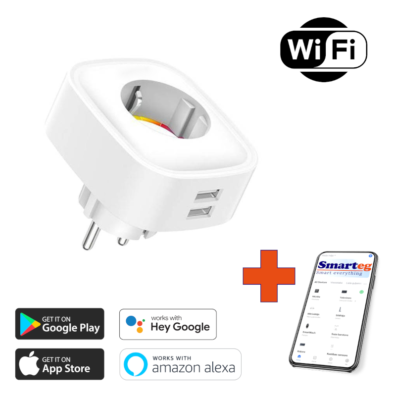 Умная розетка 2xUSB Wi-Fi