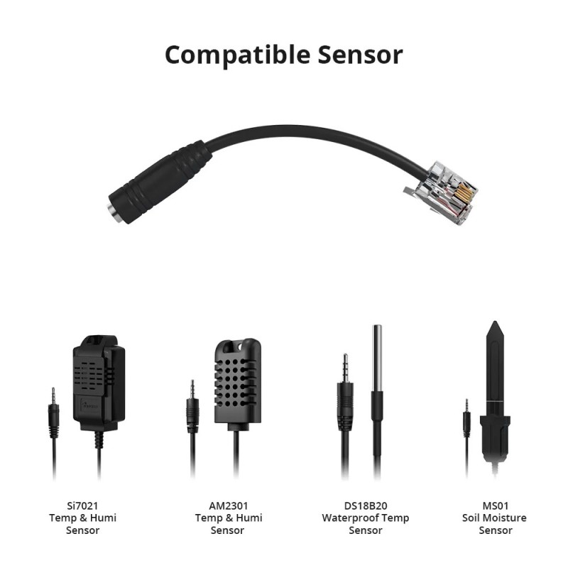 Sonoff AL010, RJ9 4P4C adapteris (lai savienotu iepriekš iegādātos SI7021, AM2301, DS18B20 vai MS01 s