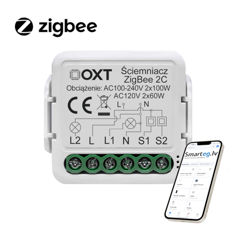 Реле диммера Zigbee на 2 кнопки