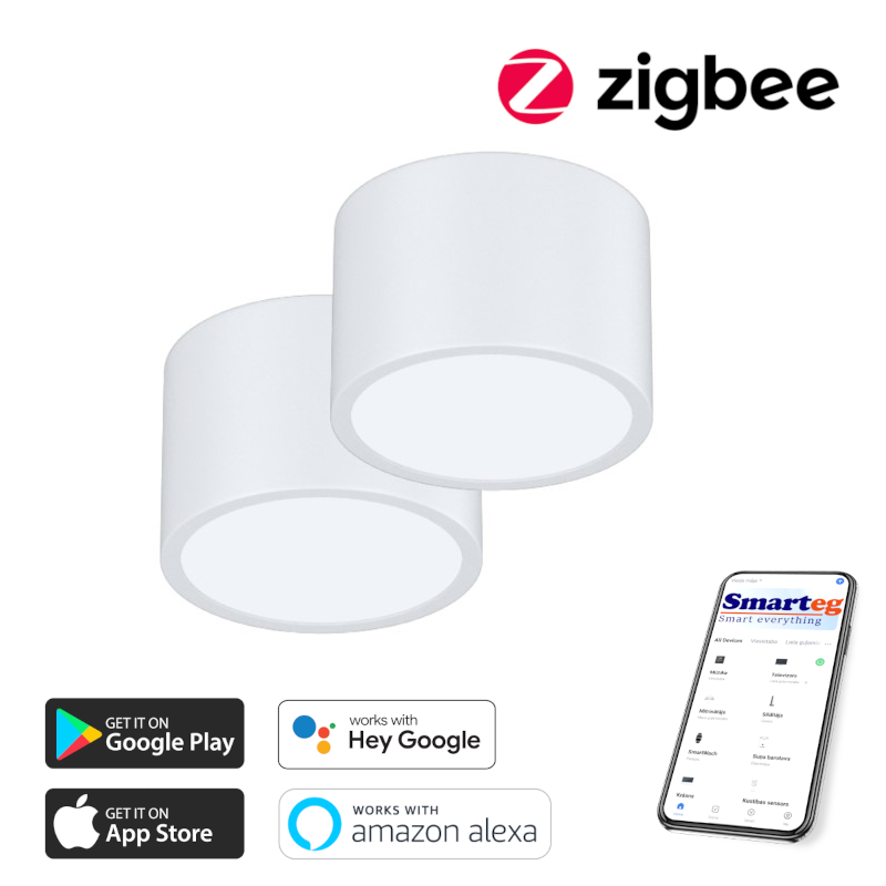 2x Smart celling lamp 15x15cm 12W white Zigbee