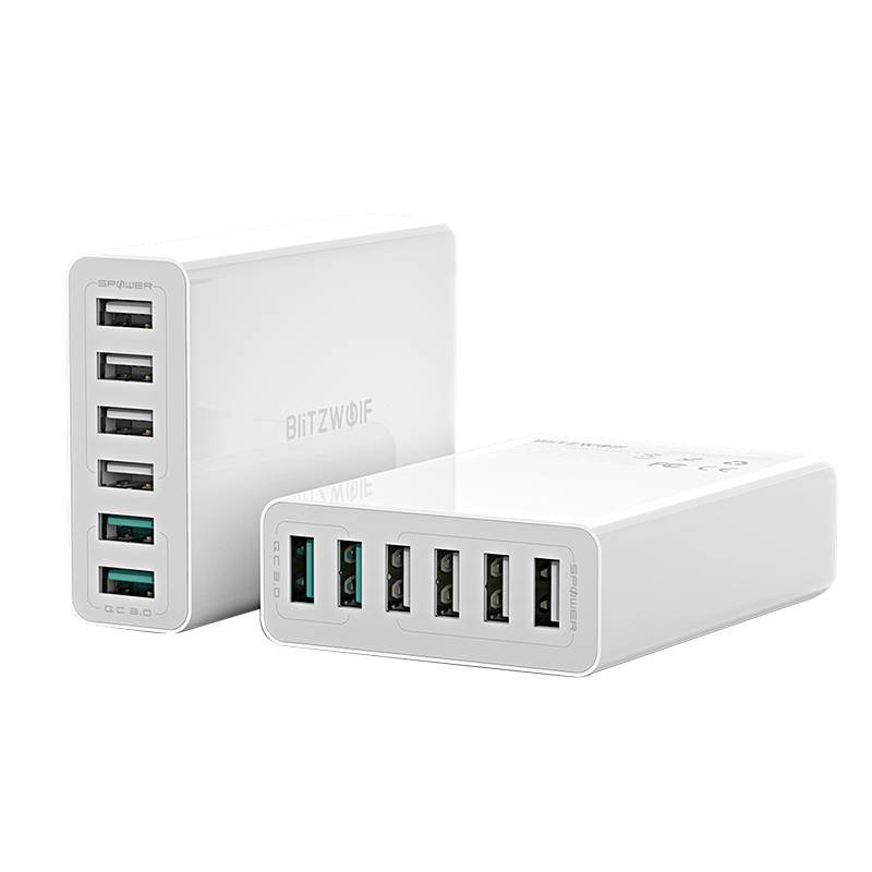 Lādētājs 6x USB Blitzwolf BW-S15, QC 3.0, 60 W (balts)