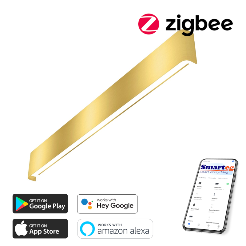 Wall lamp 76 cm 40w gold Zigbee