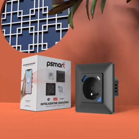PSMART USB mērīšanas ligzda melna RM WiFi TUYA