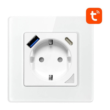 Smart WiFi sienas kontaktligzda N-WOT10-USB-W TUYA USB USB-C (balta) Avatto
