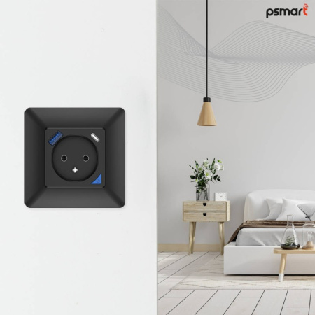 PSMART USB mērīšanas ligzda melna RM WiFi TUYA