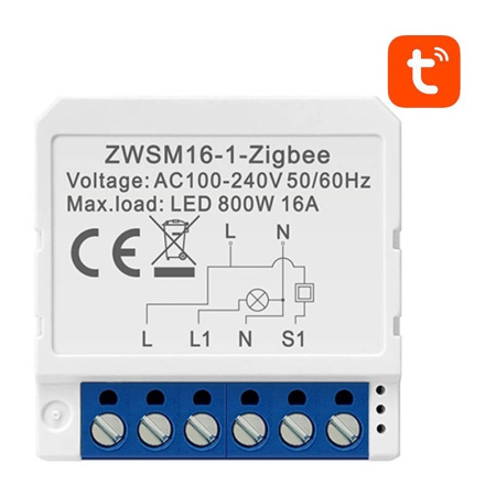 Viedā slēdža modulis ZigBee ZWSM16-W1 TUYA Avatto