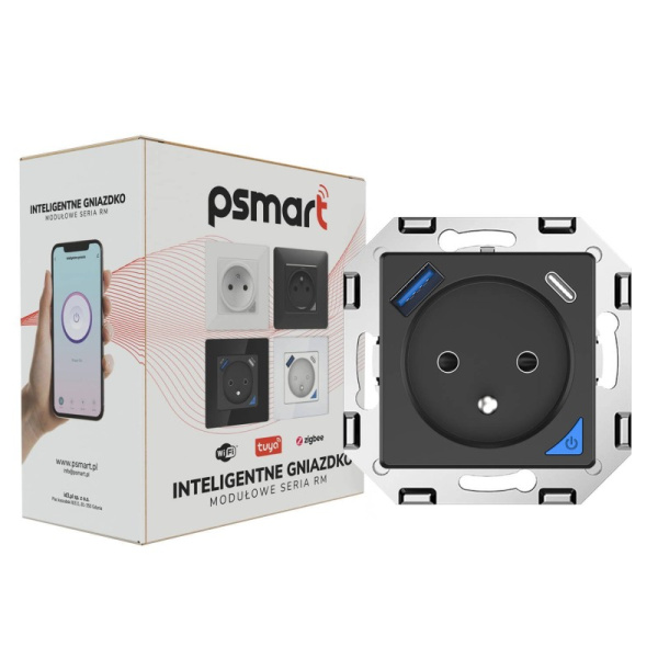 PSMART USB mērīšanas ligzda melna RM WiFi TUYA