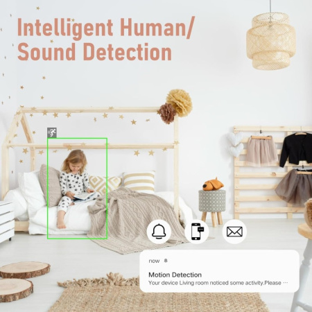 Smart Security iekštelpu kamera BABY, 355° 50° P/T, WiFi, 4MP, rozā