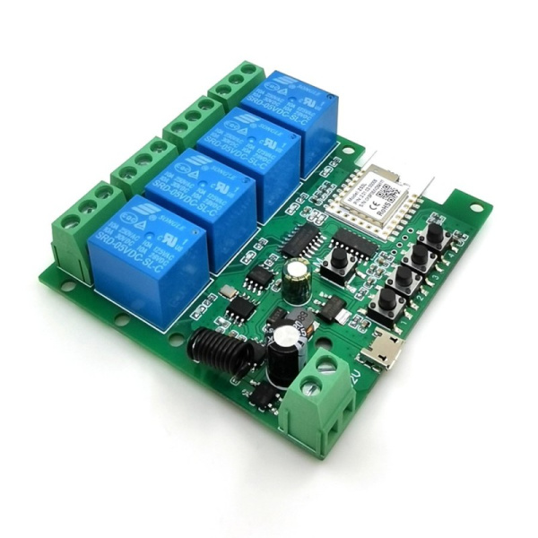 SmartWise 5V-32V 4 grupu viedais releja slēdzis, ar sauso kontaktu un īslaicīgo slēdzi, Zigbee + RF
