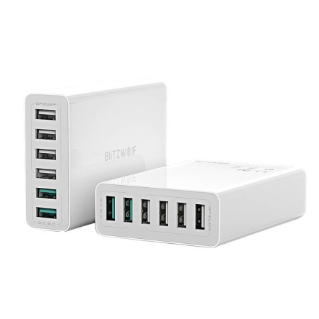 Lādētājs 6x USB Blitzwolf BW-S15, QC 3.0, 60 W (balts)