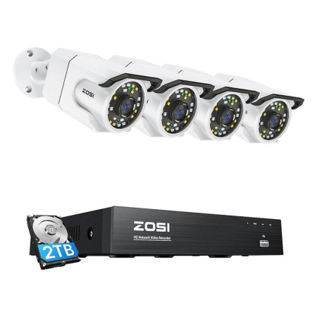 IP kamera ZOSI C105 4 gab WiFi 8MP + NVR 8ch + 2TB HDD