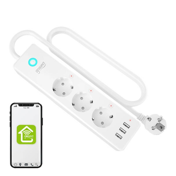 Gosund P1 PLUS интеллектуальный сетевой фильтр WiFi (4x AC schuko, 3x USB-A) Tuya
