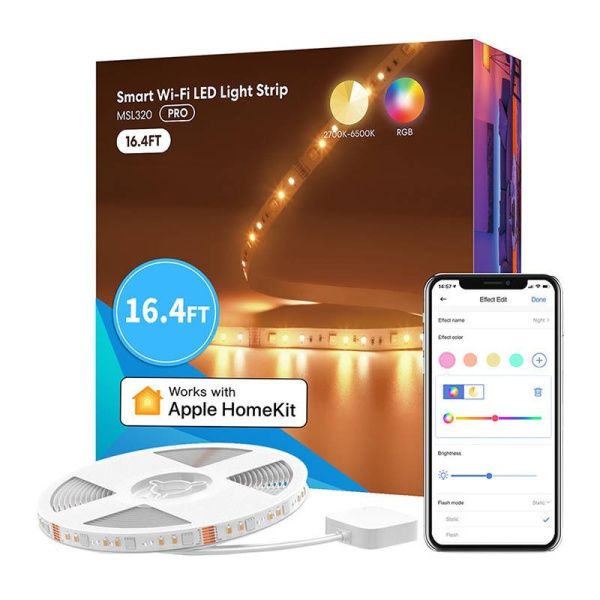 Viedā Wi-FI LED sloksne ar RGBWW Meross MSL320 (5 metri) HomeKit